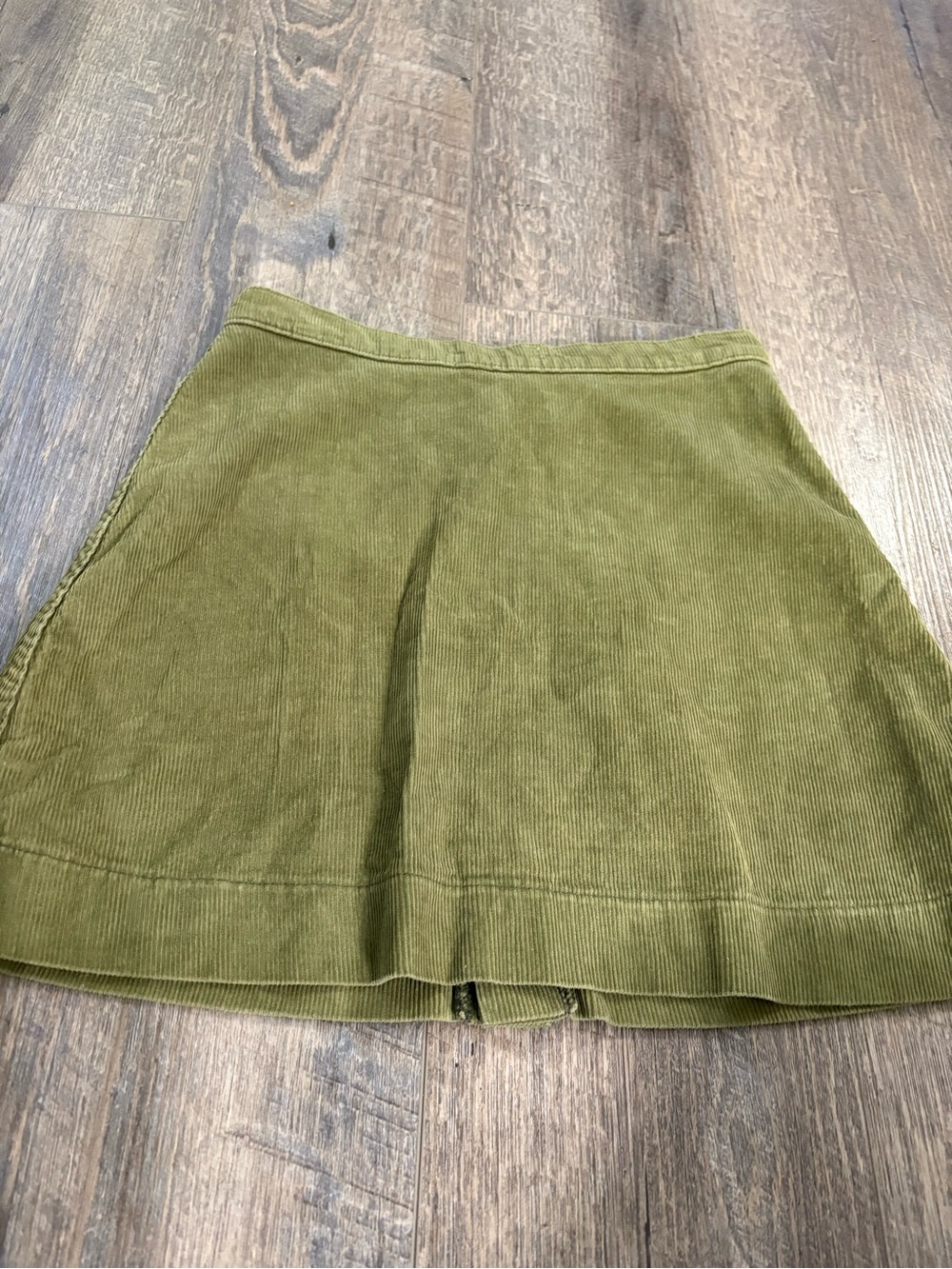 American Apparel Olive Green Corduroy Button-Front A-Line Skirt - Picture 5 of 5